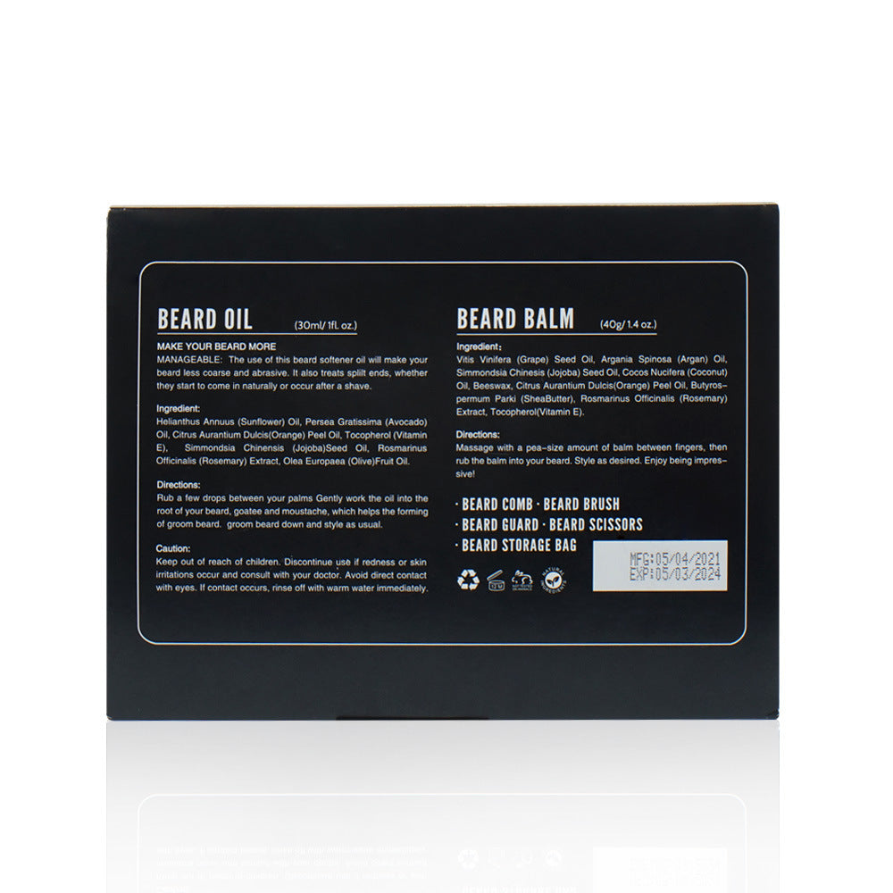 Cross Border Amazon Men's Beard Set Moisturizing Beard Balm, After Shaving Care Beard Oil Set Spot Wholesale