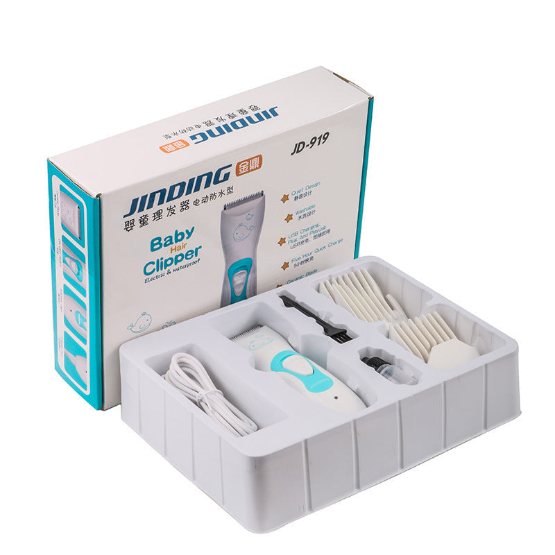 Factory direct power brake hair clipper ceramic low noise waterproof children's hair clipper baby household haircutting tools