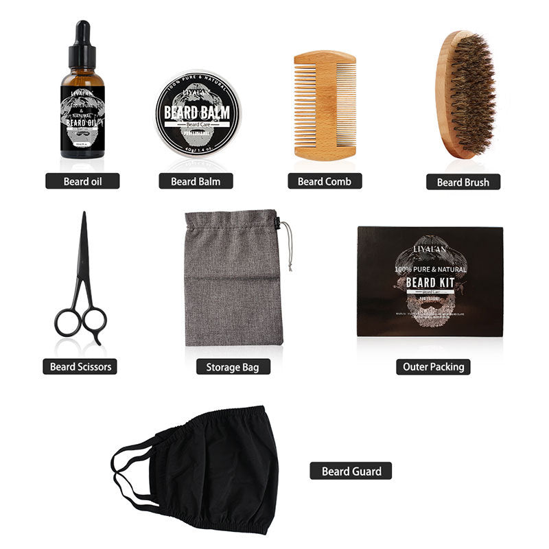 Cross Border Amazon Men's Beard Set Moisturizing Beard Balm, After Shaving Care Beard Oil Set Spot Wholesale