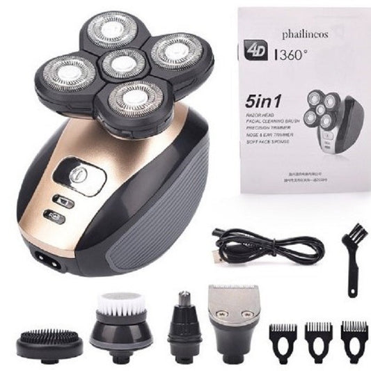 Cross-border 1800 five-head floating electric shaver shaving head artifact multi-function washable razor USB charging