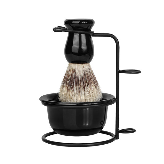 Beard Brush Set Wholesale Men's Shaving Foam Soap Bowl Shaving Soft Bristle Beard Brush Stand Pig Bristle Beard Brush